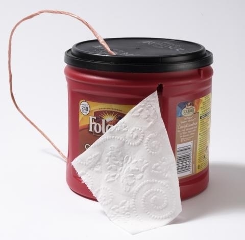 Coffee canister toilet paper holder