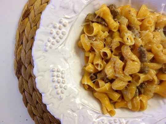 Pumpkin Pasta with Liver Sausage