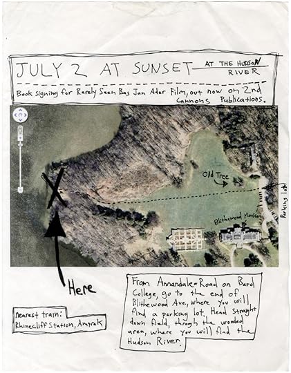 Flyer for a book signing for Rarely Seen Bas Jan Ader Film, by David Horvitz, 2009.