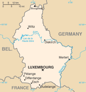 CIA World Factbook map of Luxembourg
