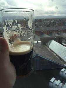 Drinking a Guinness from the 7th floor of the Guinness Brewery!