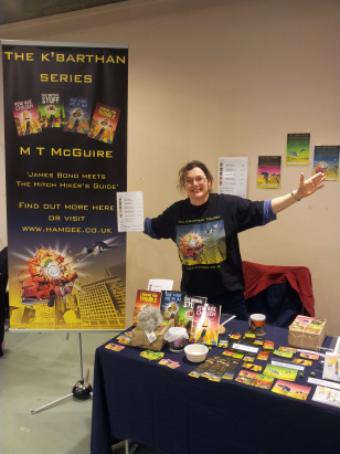 Stall with author in situ, yes, I buffed my nose with Mr Sheen.