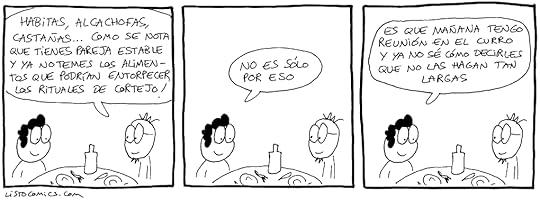 Tira cómica sobre alimentos que podrían llegar a entorpecer los rituales de cortejo.
