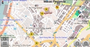 Map from OSM Maps of stuff around Macau city centre. Interesting things to do in Macau