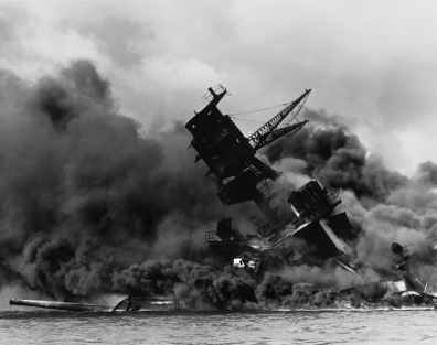 USS Arizona, burning after the attack