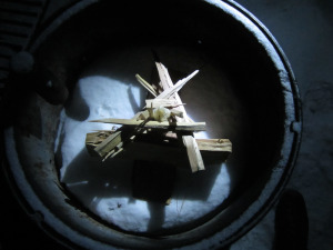 Wood Arranged Around Fire Starter