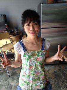 Akemi, as always, travels apron-ready.