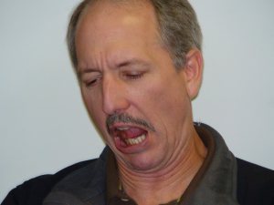 File photo of Executive Producer Carl Binder eating something that turned out to be totally different from what he was expecting/I told him he was eating.