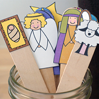 Popsicle Stick Nativity Puppets