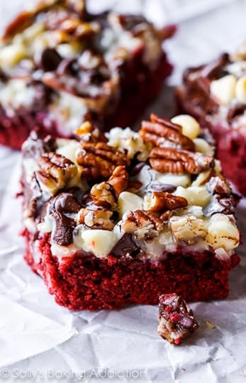 Red Velvet Seven Layer Bars on sallysbakingaddiction.com-- There are 7 layers to love in these chewy, gooey, sweet red velvet bars!