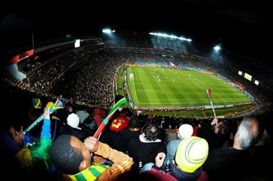Soccer stadium at night