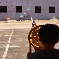 Paper rockets taking down space invadors and balloons by 3Rs Robotics
