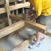 Chris’s table was built using reclaimed wood and hand tools only