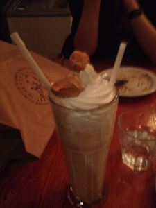 And to wash it all down - everyone else ordered coffees and teas, but I went with the maple milkshake.