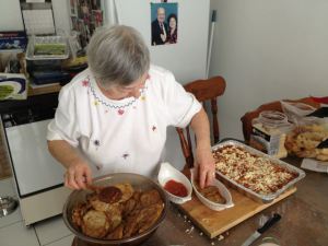 Mom preps for the family feast.