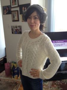 Akemi dons appropriate head gear.