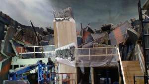 The former village set is transformed into a ruined facility on what we used to call The FX Stage.