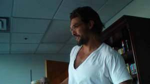 A relaxed Jason Momoa returns from hiatus sans dreads. It would be a couple of episodes before we could write them out so we had to wig him to start the season. The wig, by the way, was made of his own hair. 
