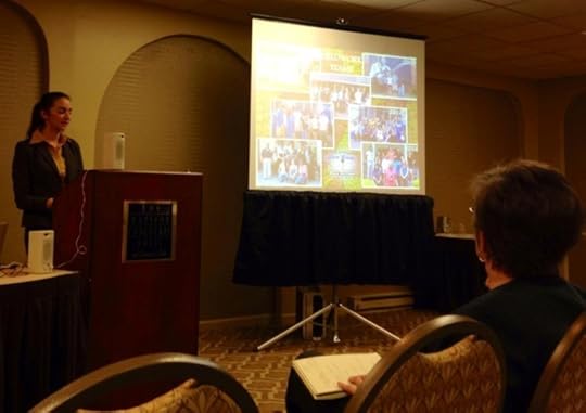 Sarah Blanc discussing fieldwork at the OHA Annual Meeting