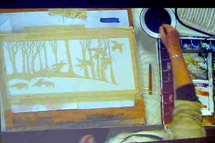 Masking the illustration with masking tape