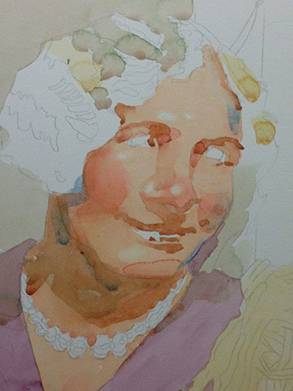 The face coming into view.