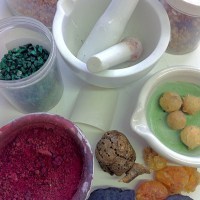 Colors for these paints come from natural materials.