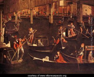 Gondoliers-on-the-Grand-Canal,-detail-from-The-Miracle-of-the-Relic-of-the-True-Cross-on-the-Rialto-Bridge-(detail),-1494