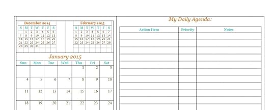 2015 calendar - Aqua, Brown, Orange