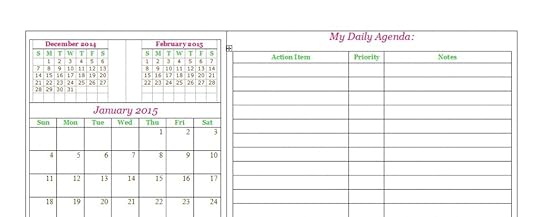 2015 calendar - Pink and Green