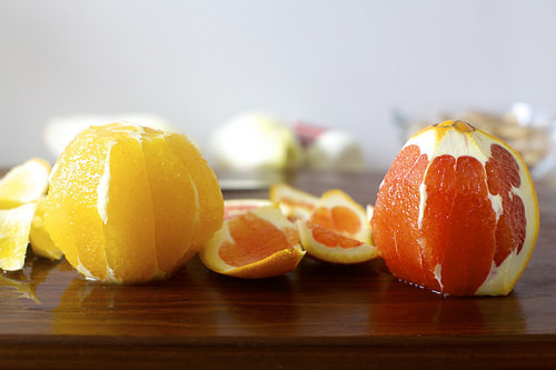 a navel and a cara cara orange