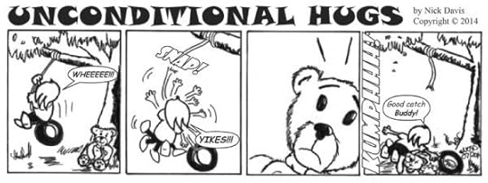 Unconditional Hugs the comic strip about a Teddy Bear and his Boy - Swing Break by Nick Davis