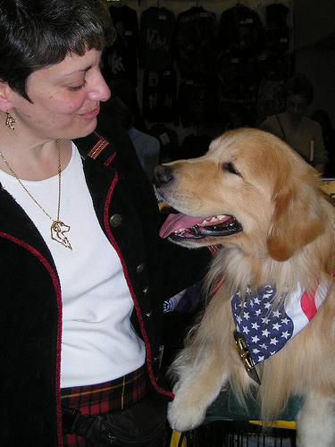Golden with owner