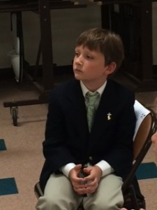 One of my more unruly students, waiting for his First Holy Communion