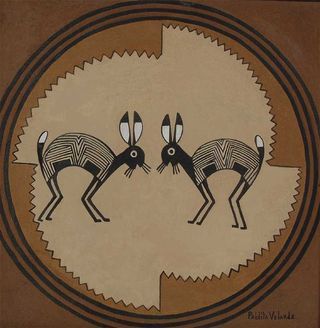 Mimbres Rabbits by Pablita Verlarde, Santa Clara Pueblo