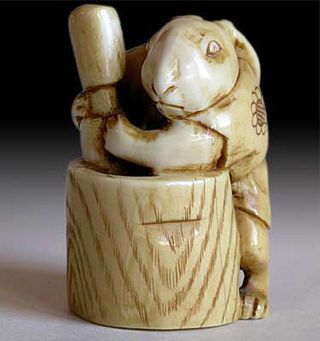 Moon Rabbit netsuke by Eiichi, circa-late 19th Century