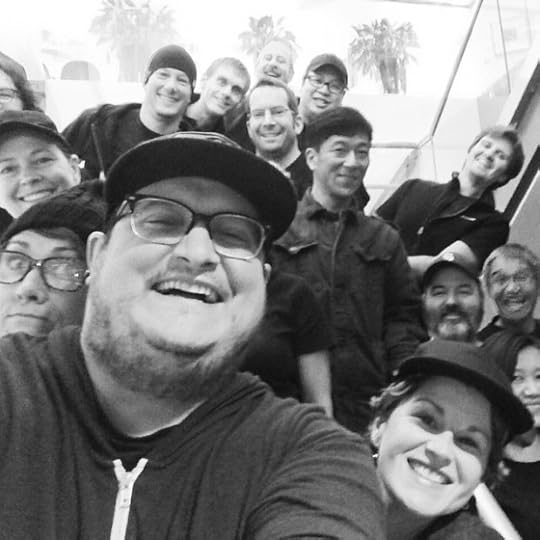 Today (as a surprise) everyone at work came dressed like me. Black teeshirt, jeans, beanie/ball cap. ☺ Feeling pretty loved. Ain't going to lie. Here's a pretty epic selfie from the gathering.