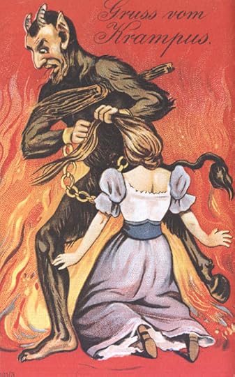 Krampus seems to take particular pleasure in abusing young women, to judge by the images of him.