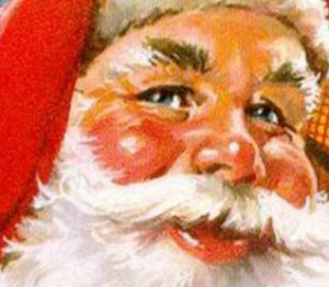 closeup of Santa's face