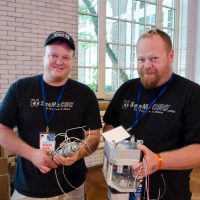 Steve and John with the hot end and extruder.