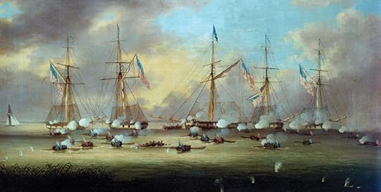 This painting of a War of 1812 battles graces the cover of Ronald Drez’s novel.