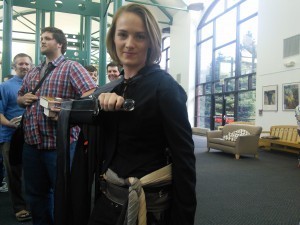 Mistborn with glass dagger at Idaho Falls book signing.