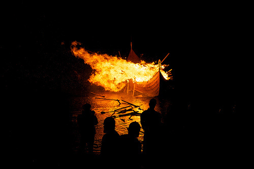 Boat Burning On The Water by Peewubblewoo
