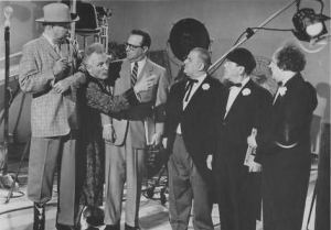 Emil Sitka (second from left) in The Three Stooges in Orbit.
