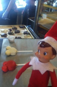 An elf's favorite food - sugar on a stick!