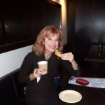 Sonia enjoying Danish wienerbrod (Danish pastry)
