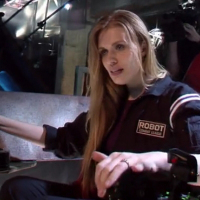 Annika pilots Game Over, her giant fighting robot