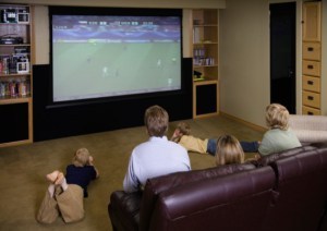 watching TV sports family