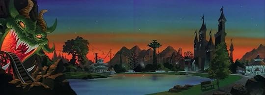 Creepy amusement park at night