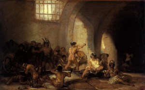 yard with lunatics by Goya