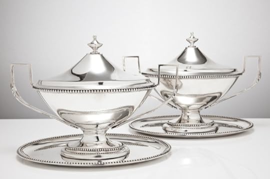 A pair of antique silver neo-classical sauce boats by William Holmes, circa 1781; image courtesy The London Silver Vaults.